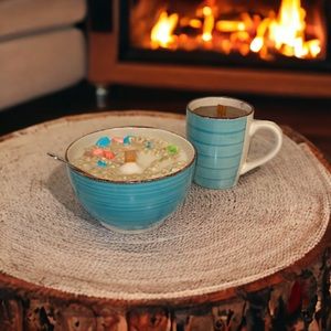 New! ☆ Handmade Crackling Wick Novelty Cereal Bowl & Coffee Candle • Vanilla